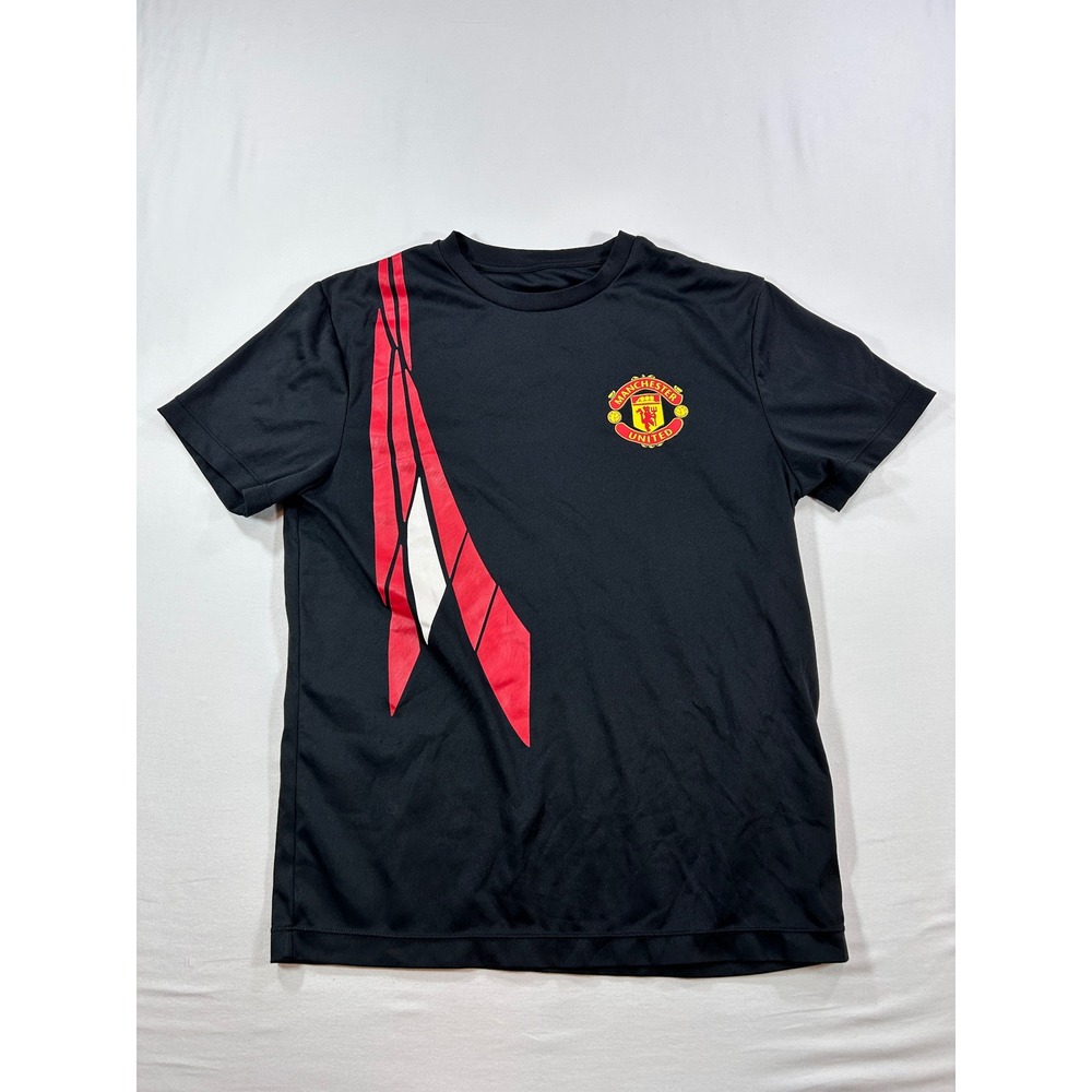 Manchester United FC Training Shirt Black Red Graphic Soccer Jersey Mens Medium